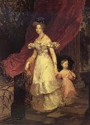 Karl Briullov Portrait of Gaand Duchess Yelena Pavlovna with her daughter oil painting on canvas